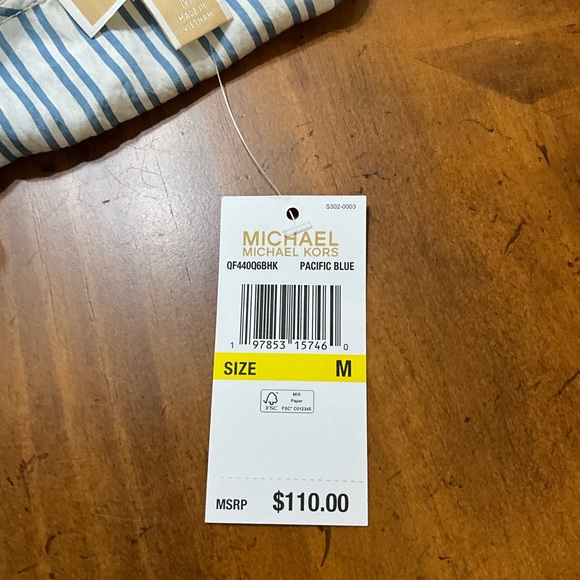 NWT ~Michael Kors Striped Blouse Sz.M - Picture 6 of 7